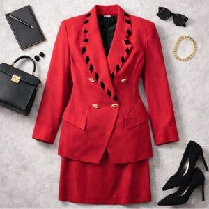 Vintage Spiegel Women's 2 Piece Suit Red Career Work New without Tags Size 8P
